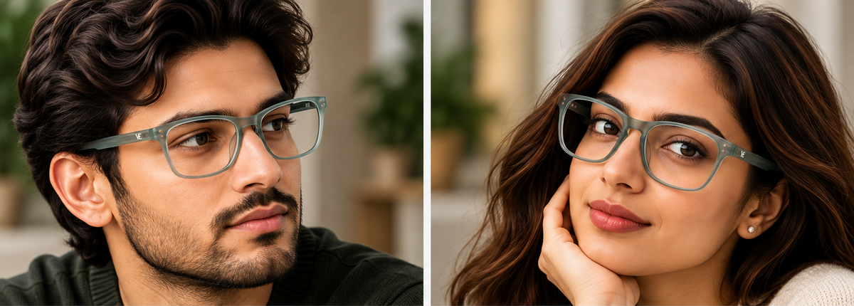 Vidaestilio Sage Drift – Translucent Sage Green Square Eyeglasses