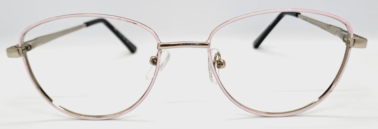 VE Pink & Silver Oval Metal Frame for Men & Women