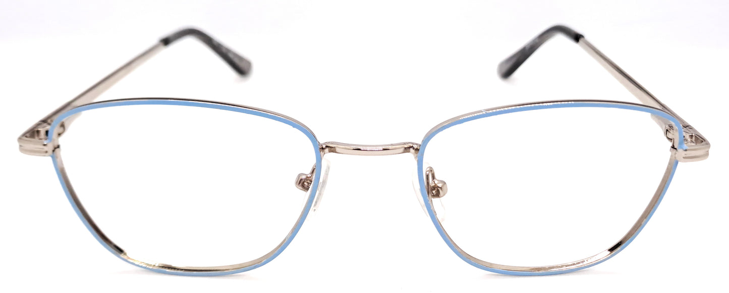 VE Blue & Silver Oval Metal Frame for Men & Women