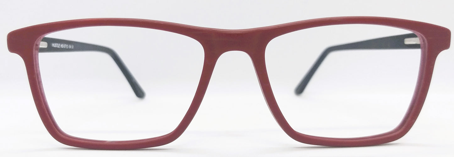 VE Dark RED Rectangle Hustle Frame for Men & Women