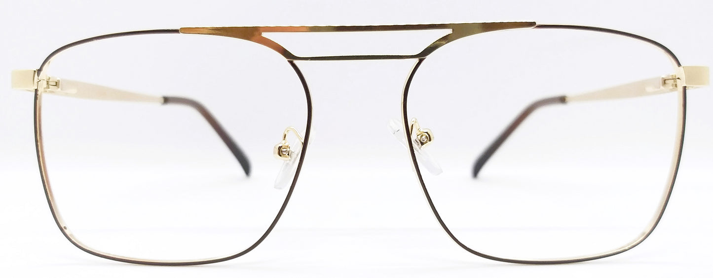 VE Square Gold & Brown Metal Frame for Men & Women