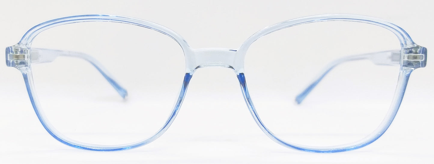 VE Transparent Blue Square Frame for Men & Women