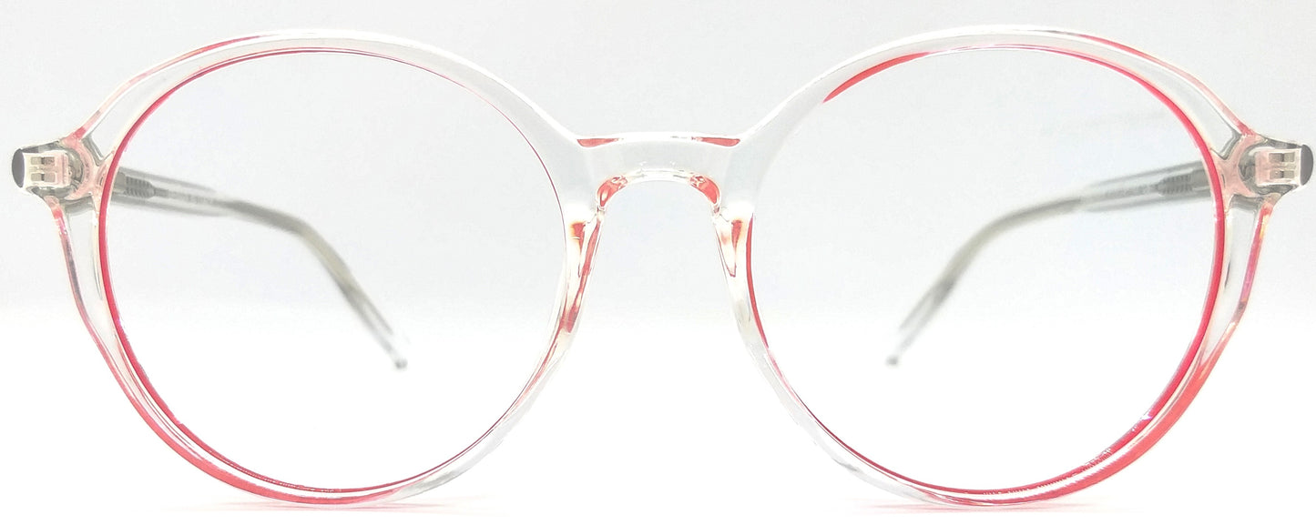 VE Red & Transparent Round Frame for Men & Women