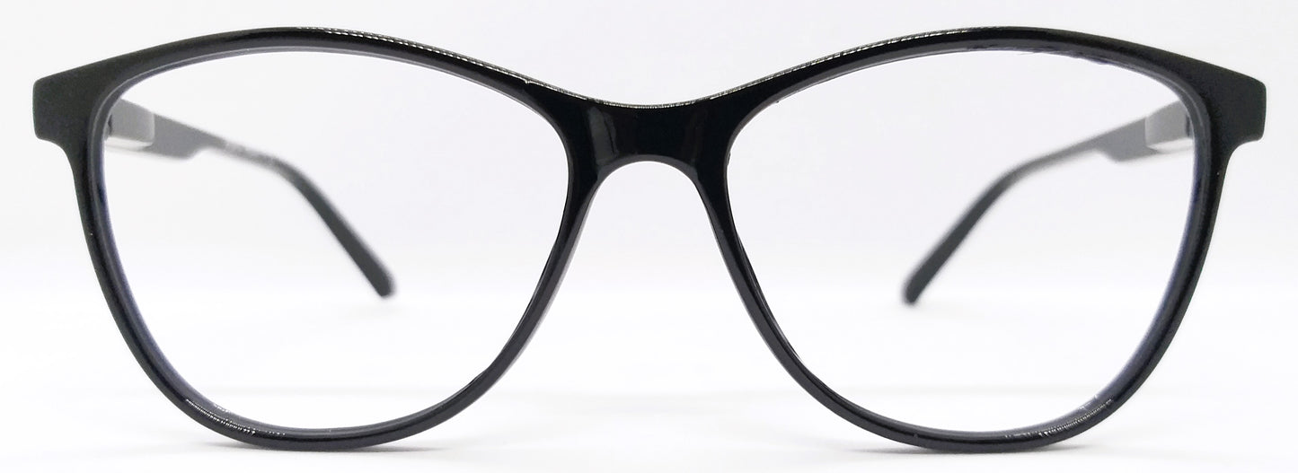 VE Glossy Black Round Frame for Men & Women