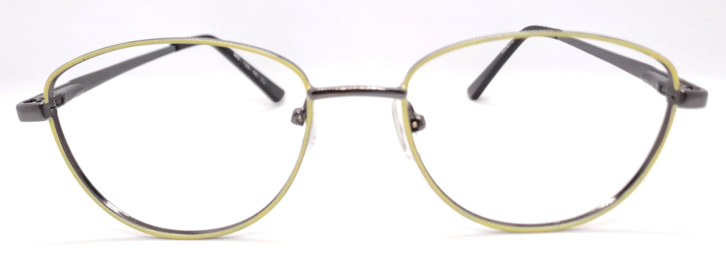 VE Lemon & Gunmetal Oval Metal Frame for Men & Women