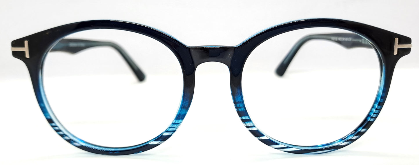 VE Texture Blue Round Frame for Men & Women