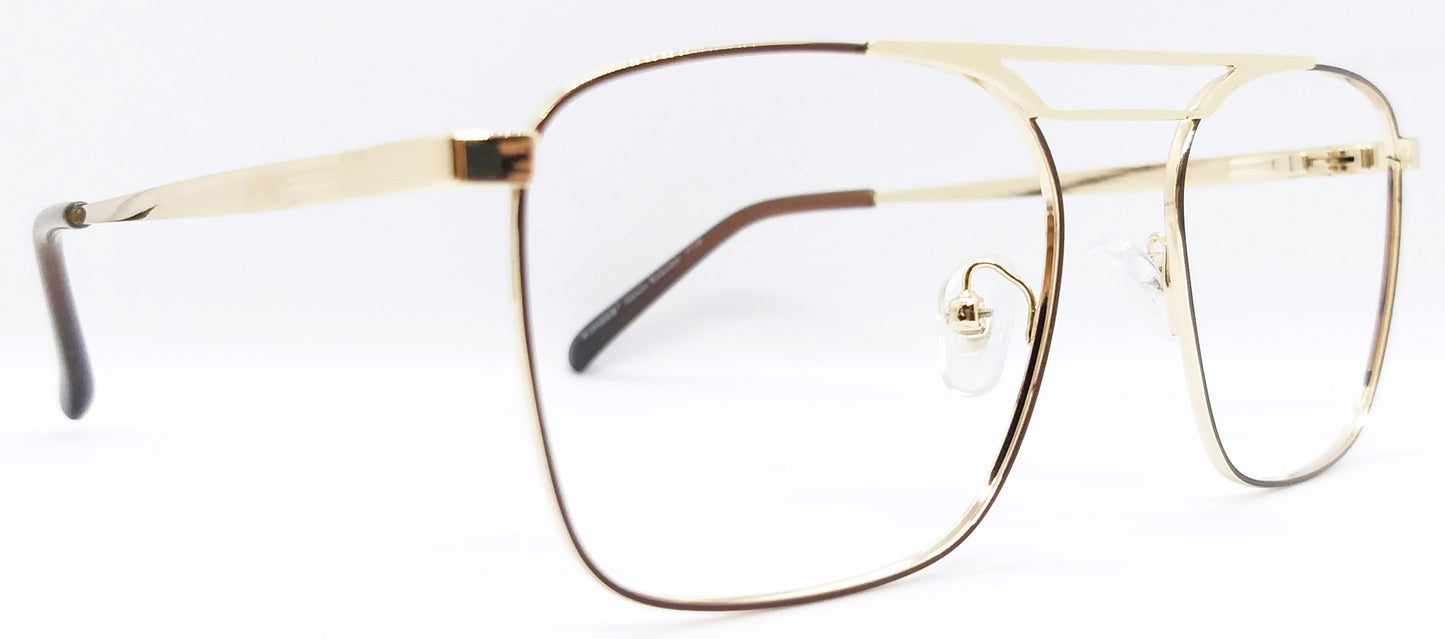 VE Square Gold & Brown Metal Frame for Men & Women