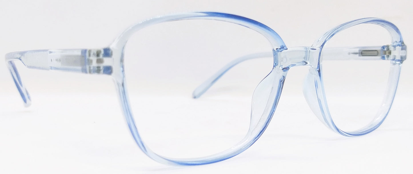 VE Transparent Blue Square Frame for Men & Women