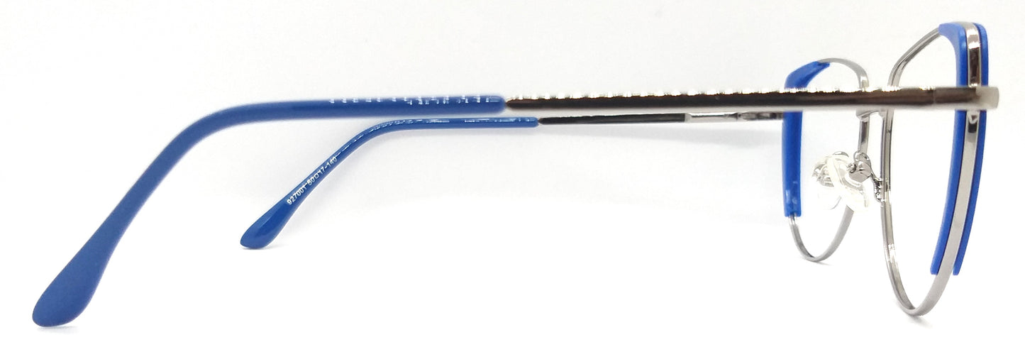VE Silver & Blue Round Metal Frame for Men & Women