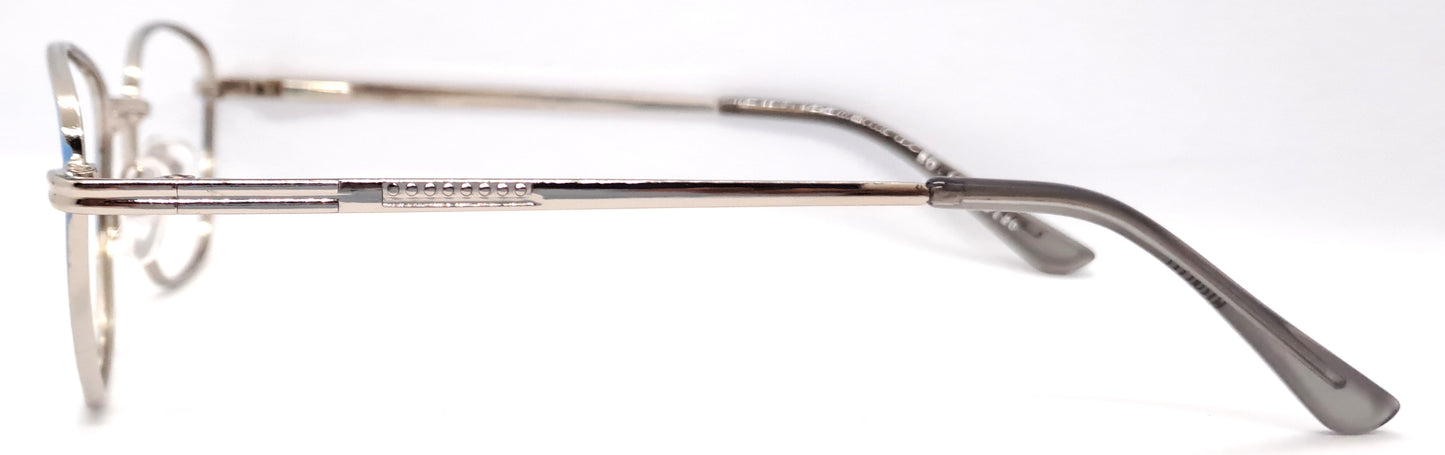 VE Blue & Silver Oval Metal Frame for Men & Women