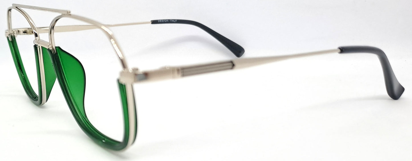 VE Silver & Green Square Frame for Men & Women