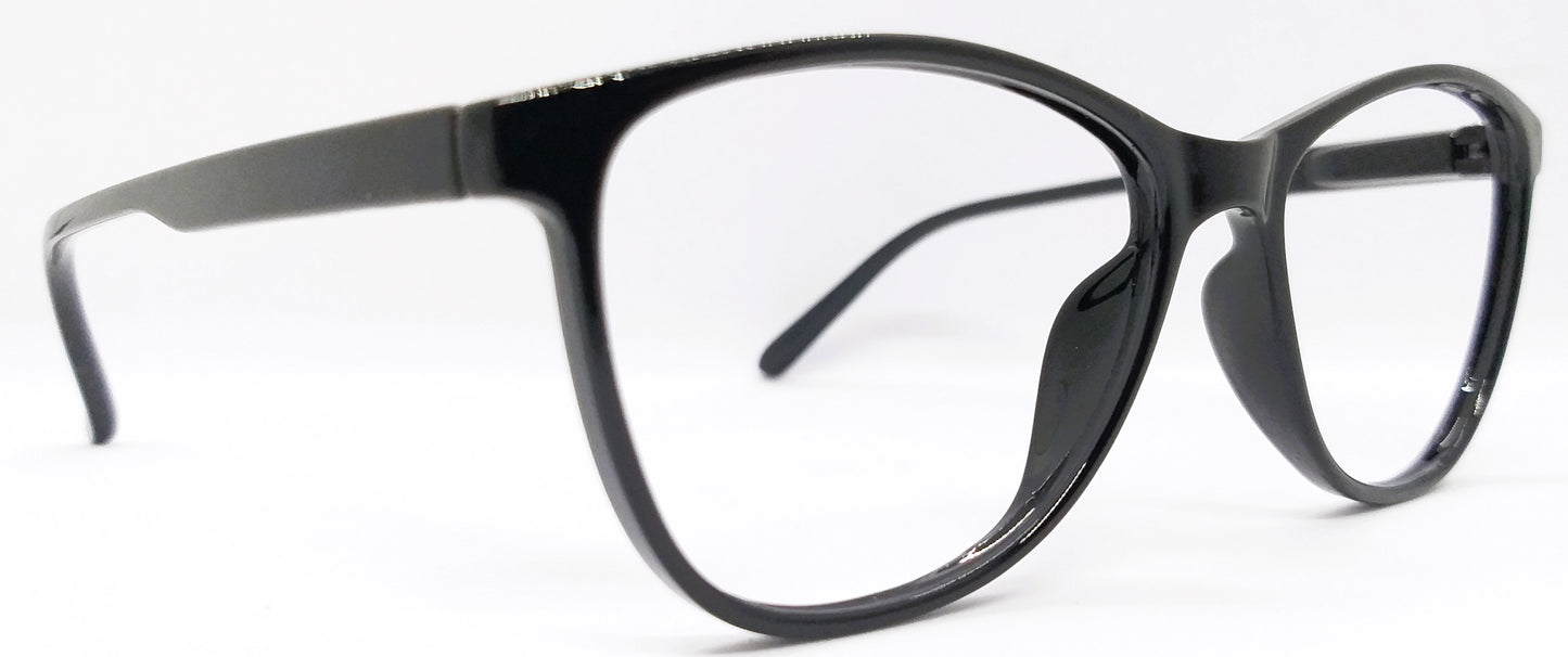VE Glossy Black Round Frame for Men & Women