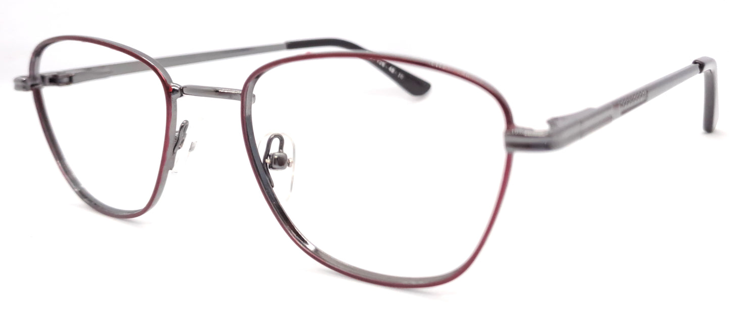 VE Maroon & Gunmetal Oval Metal Frame for Men & Women