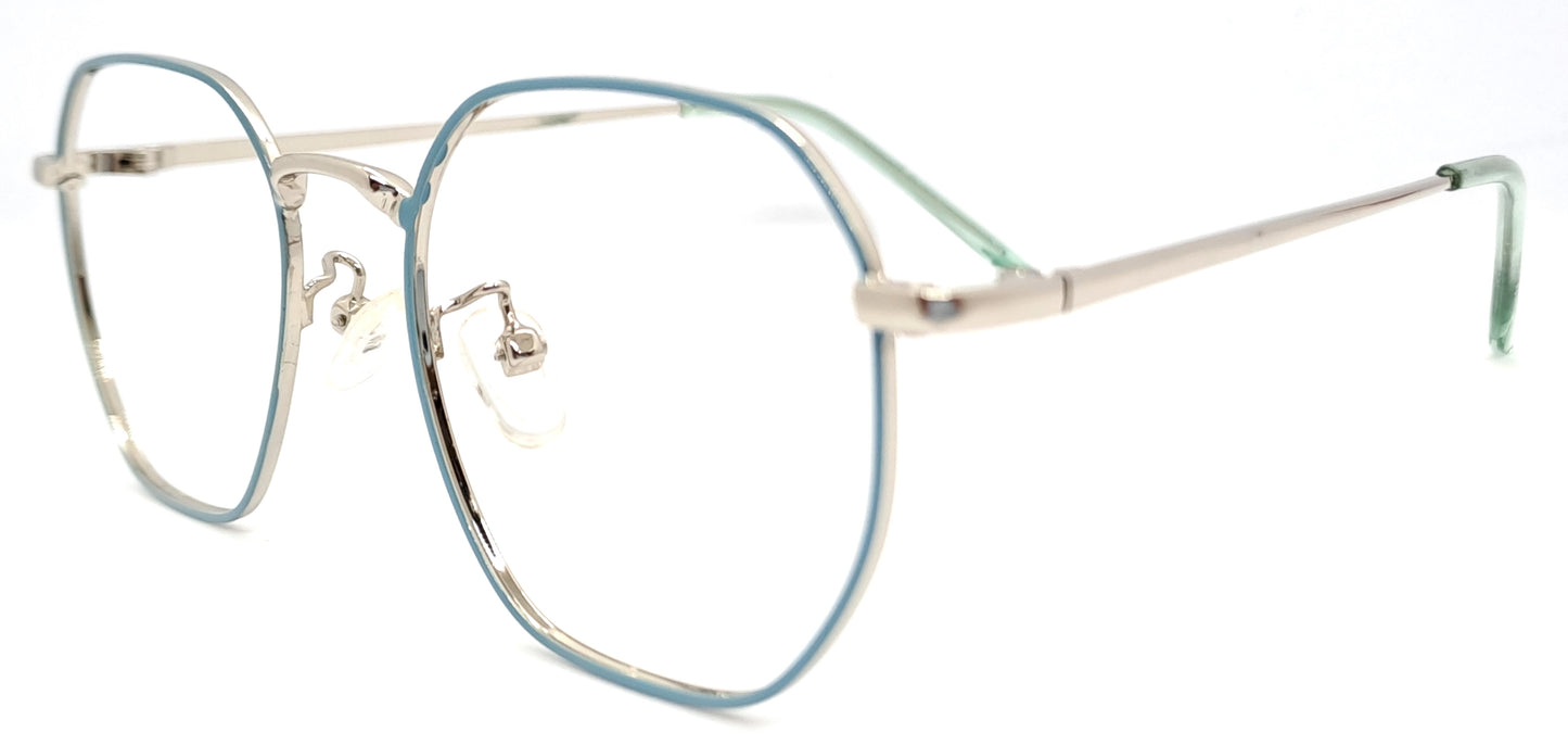 VE Teal Blue Geometry Frame for Men & Women