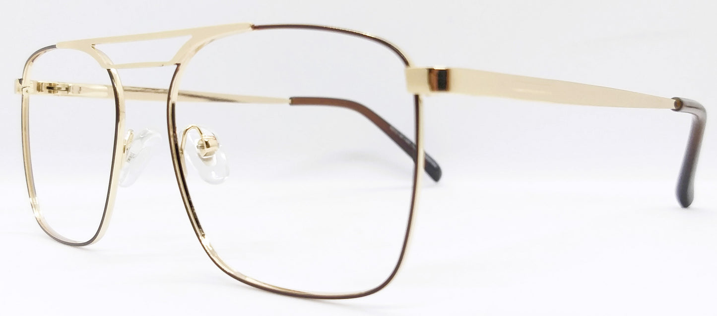 VE Square Gold & Brown Metal Frame for Men & Women