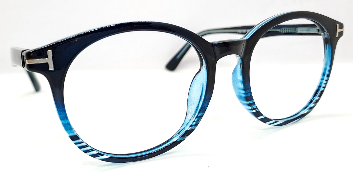 VE Texture Blue Round Frame for Men & Women