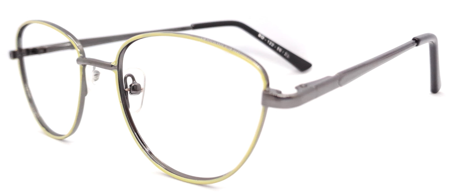 VE Lemon & Gunmetal Oval Metal Frame for Men & Women