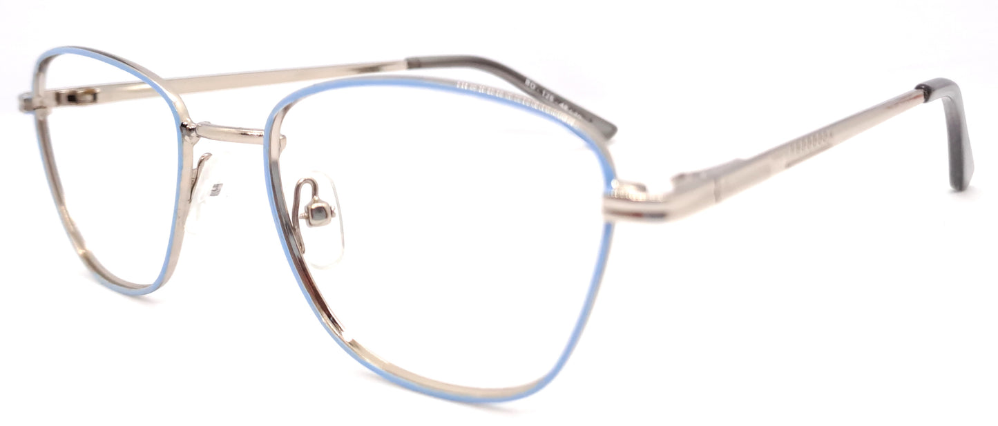 VE Blue & Silver Oval Metal Frame for Men & Women