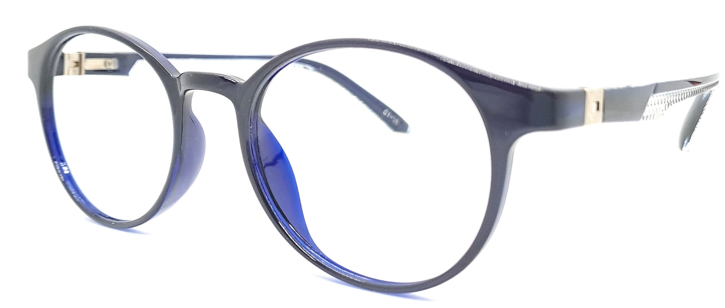 VE Transparent Blue Round Frame for Men & Women