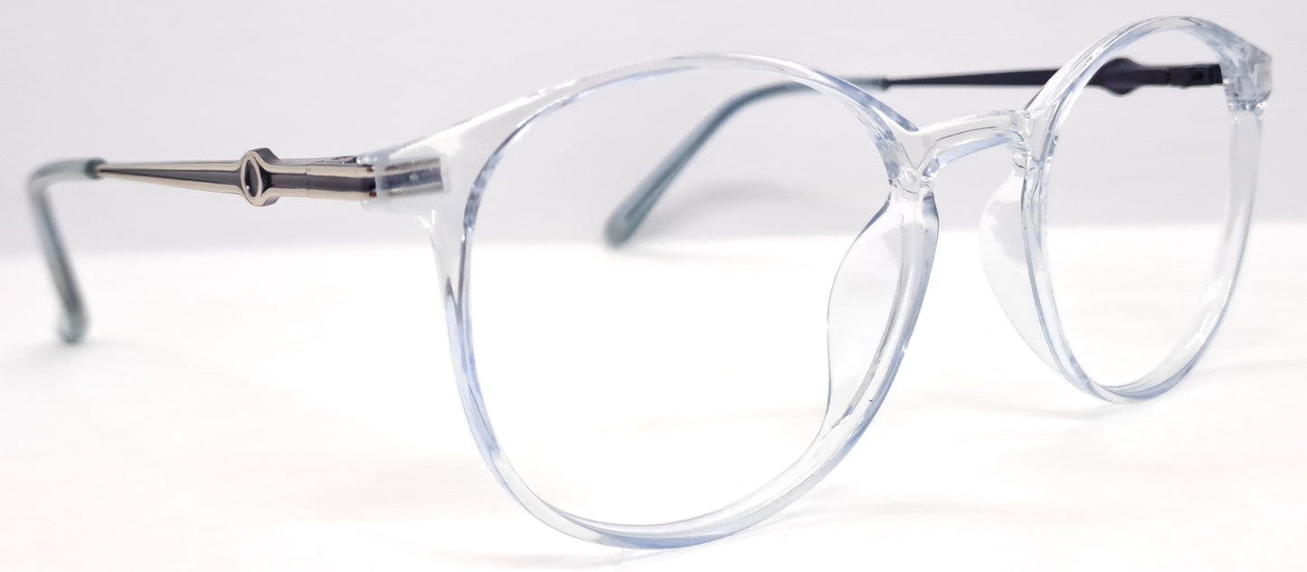 VE Transparent Blue Round Frame for Men & Women