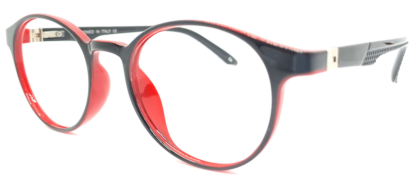 VE Black & Red Round Frame for Men & Women