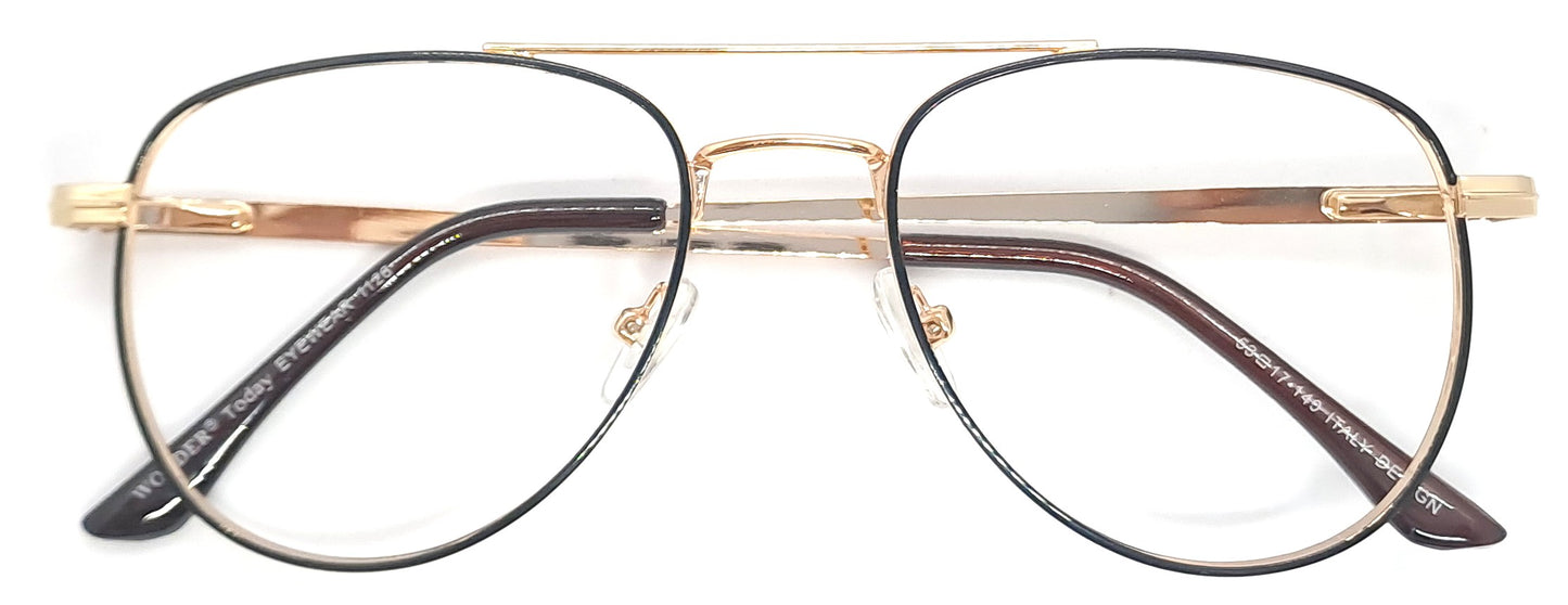 VE Gold With Black Front Aviator Frame for Men & Women