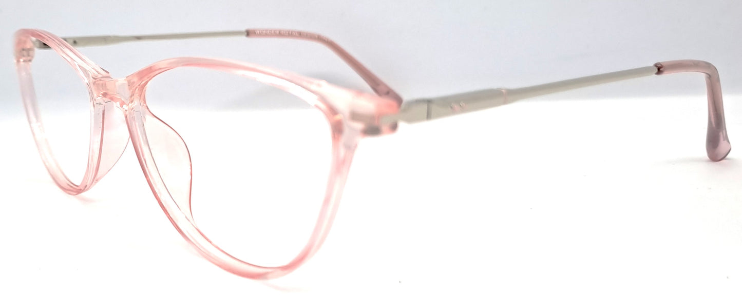 VE Transparent Pink Cat Eye Frame for Men & Women