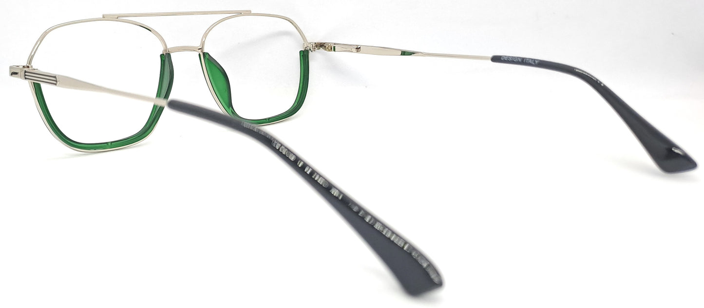 VE Silver & Green Square Frame for Men & Women