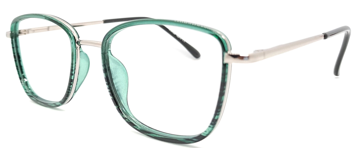 VE Green Rectangle Metal Frame for Men & Women