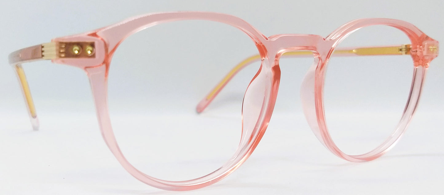 VE Target Pink Transparent Round Frame for Men & Women