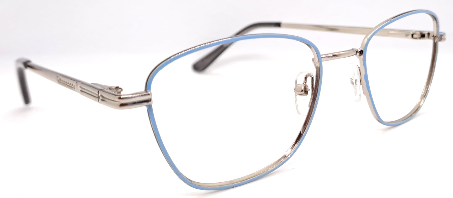 VE Blue & Silver Oval Metal Frame for Men & Women