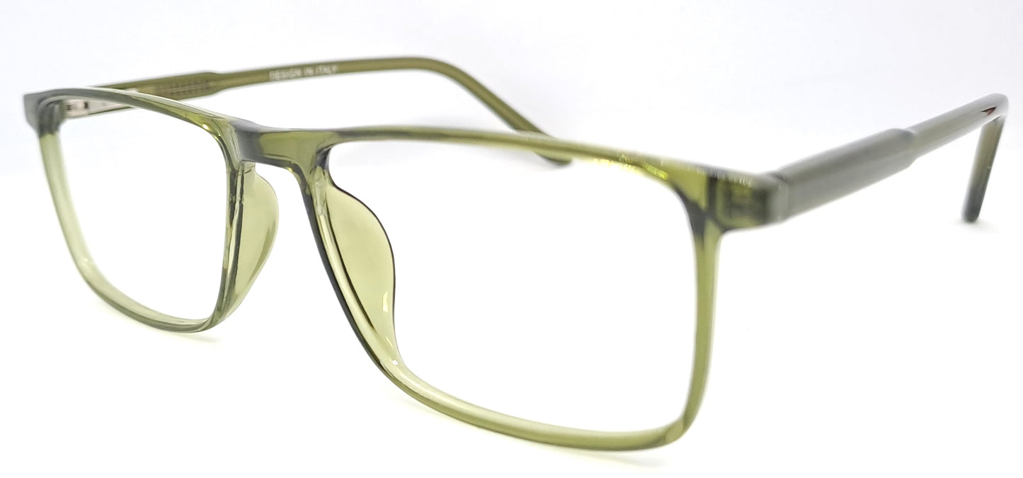 VE Transparent Green Rectangle Frame for Men & Women