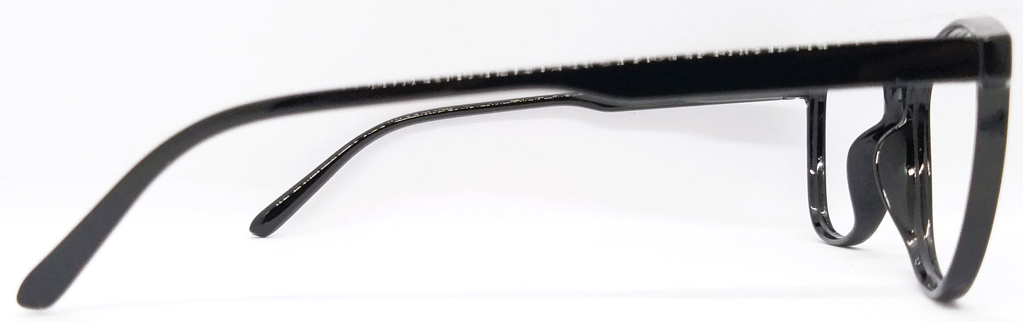 VE Glossy Black Round Frame for Men & Women