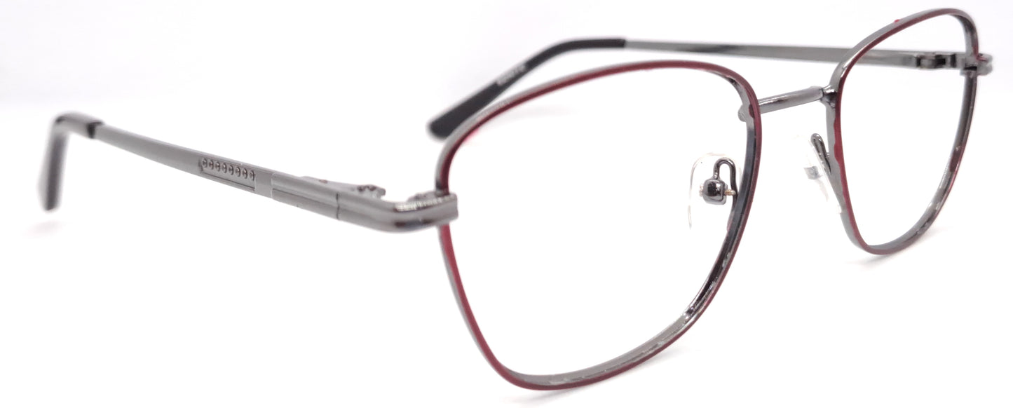 VE Maroon & Gunmetal Oval Metal Frame for Men & Women