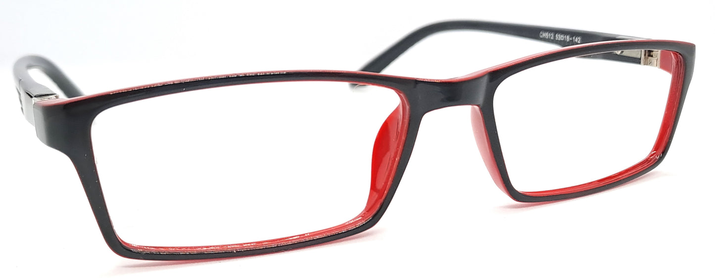 VE Black & Red Rectangle Frame for Men & Women