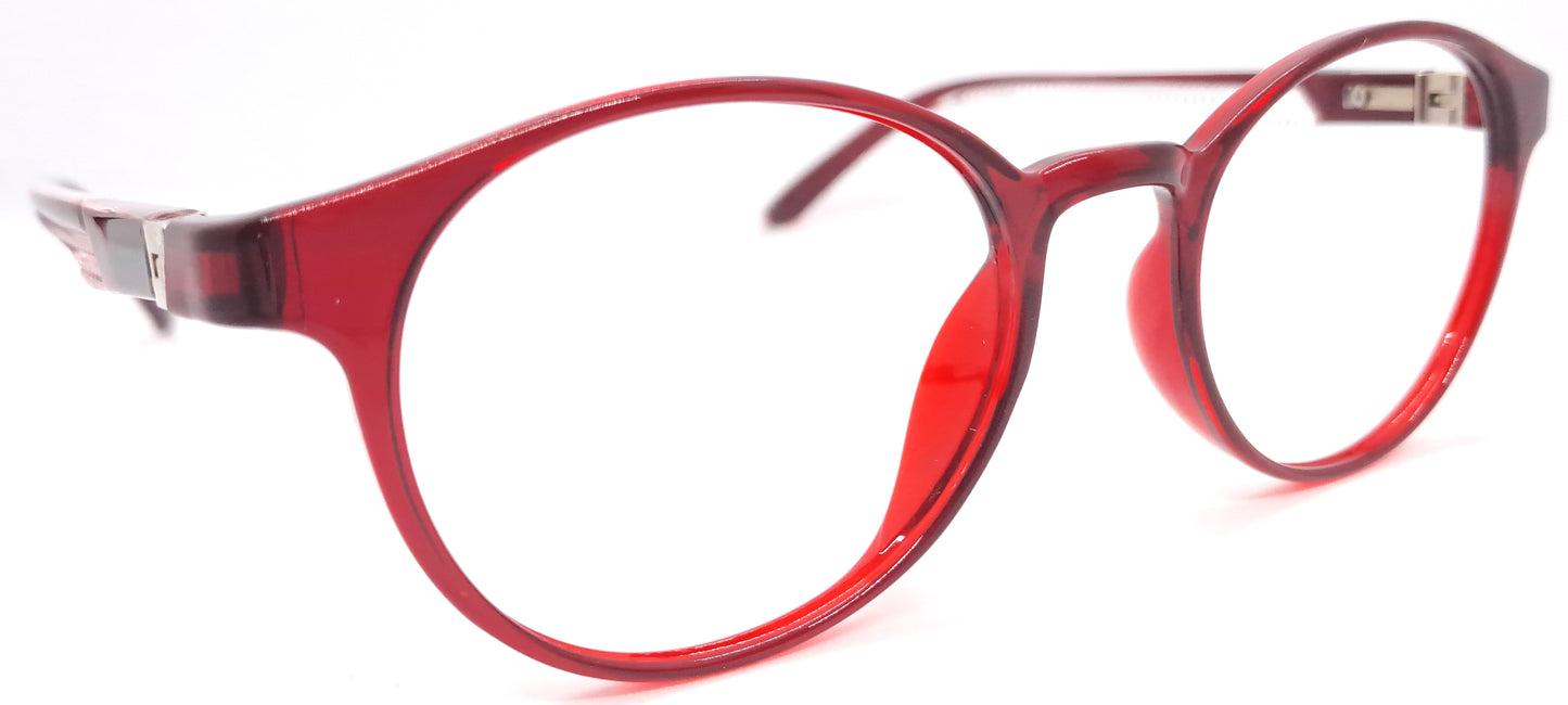 VE Transparent Red Round Frame for Men & Women