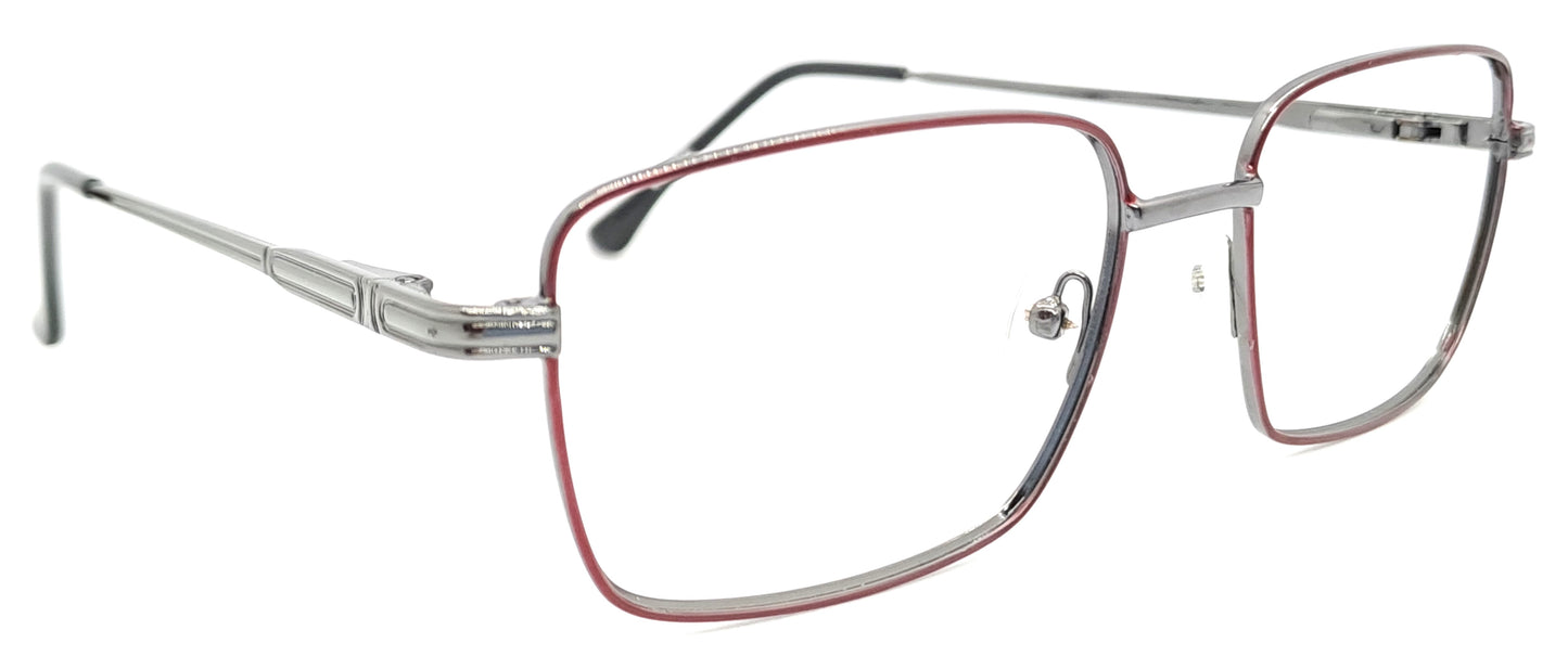 VE Maroon & Gunmetal Rectangle Metal Frame for Men & Women