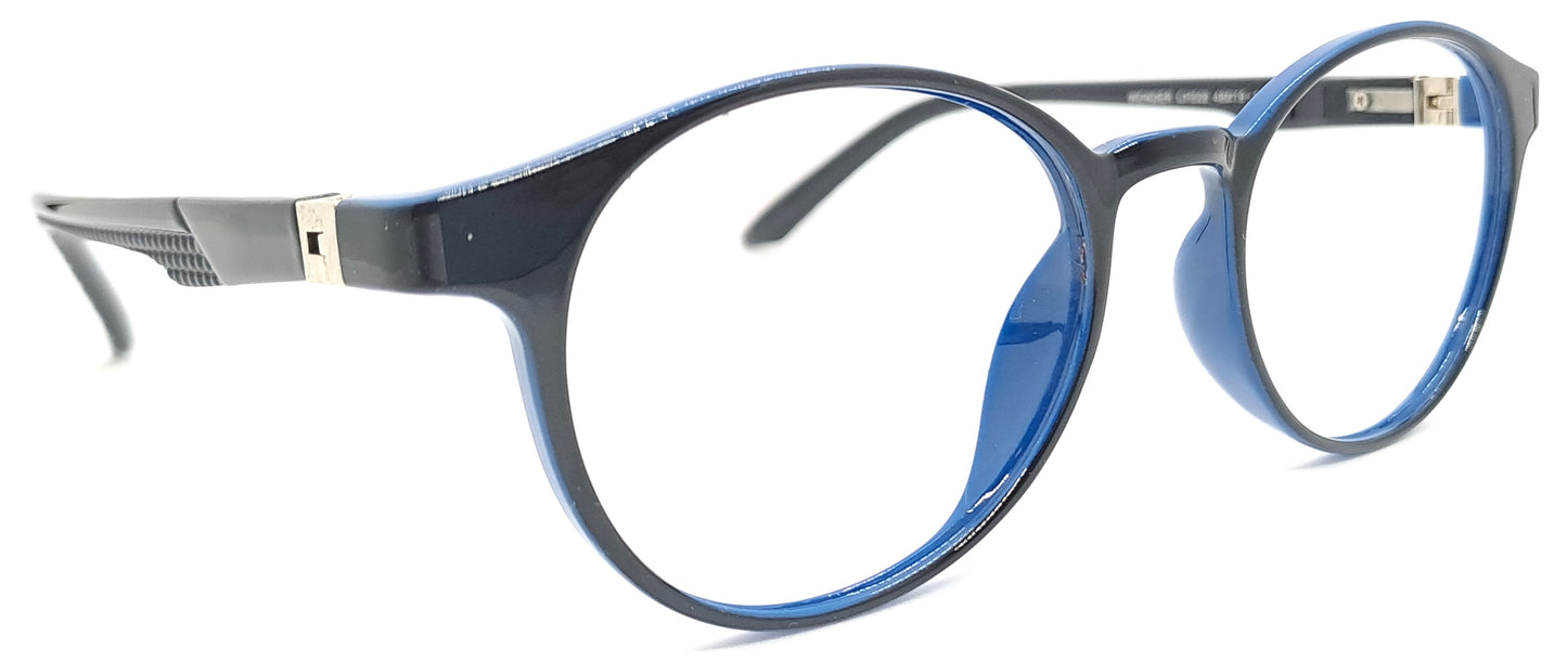 VE Black & Blue Round Frame for Men & Women
