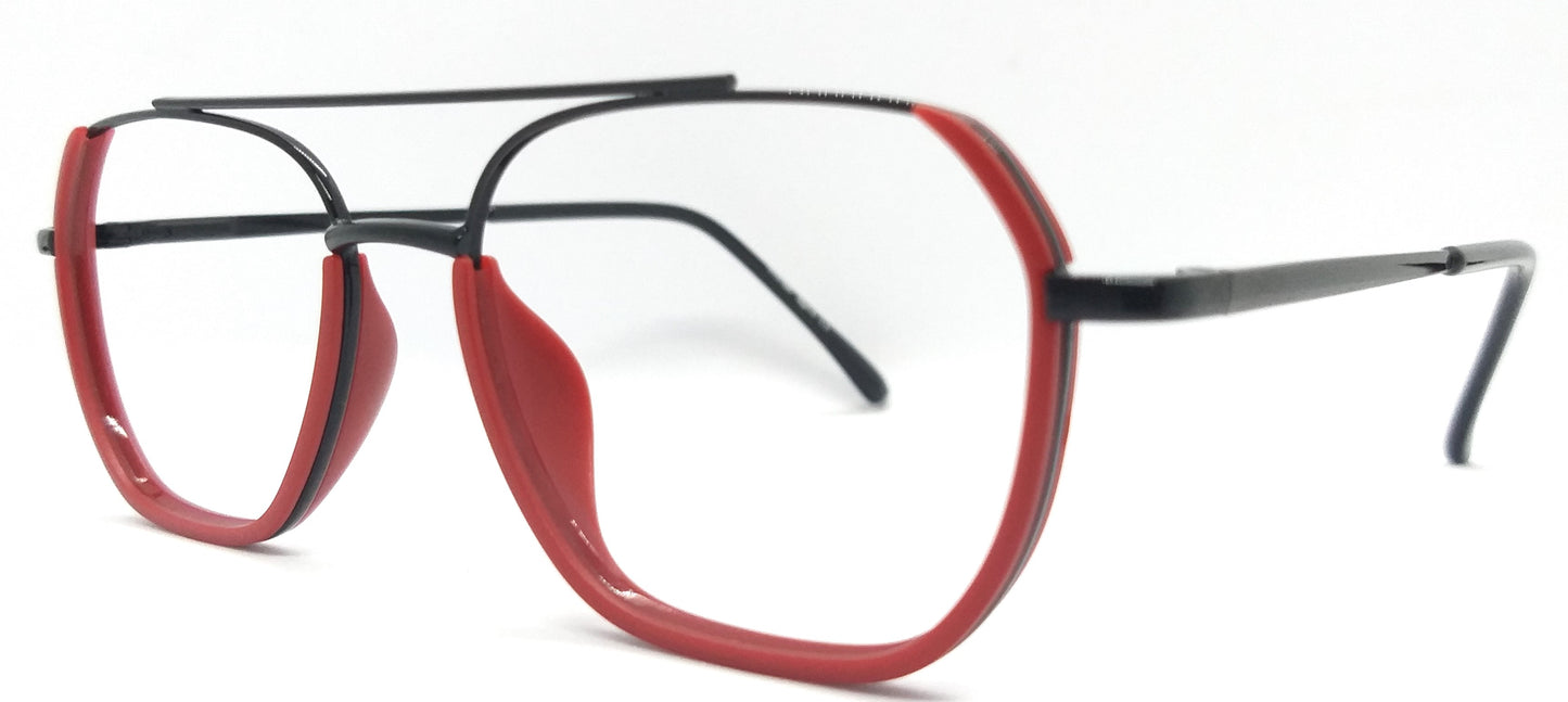VE Black & Red Square Metal Frame for Men & Women
