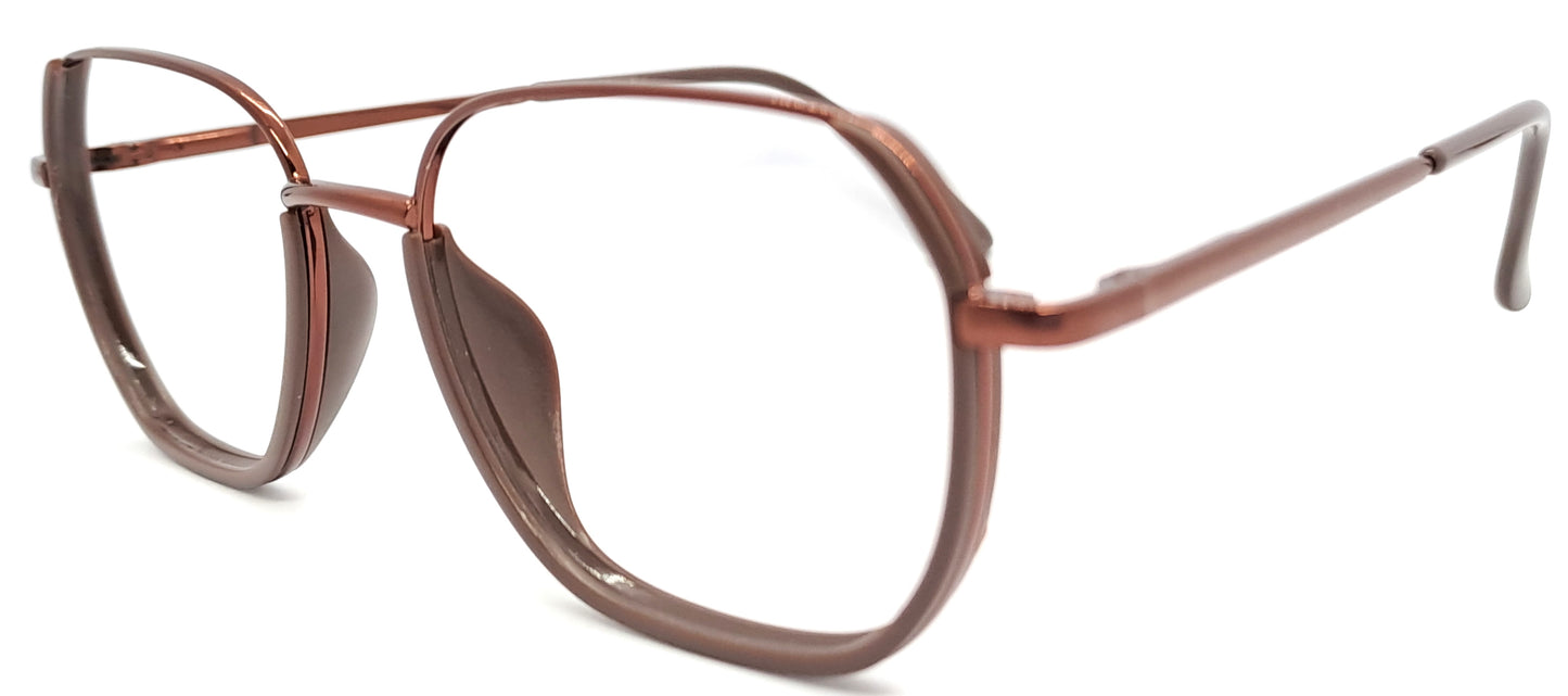 VE Brown Square Metal Frame for Men & Women