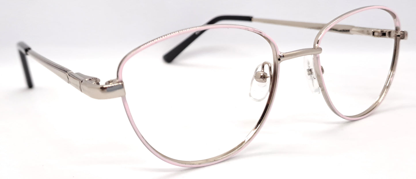 VE Pink & Silver Oval Metal Frame for Men & Women