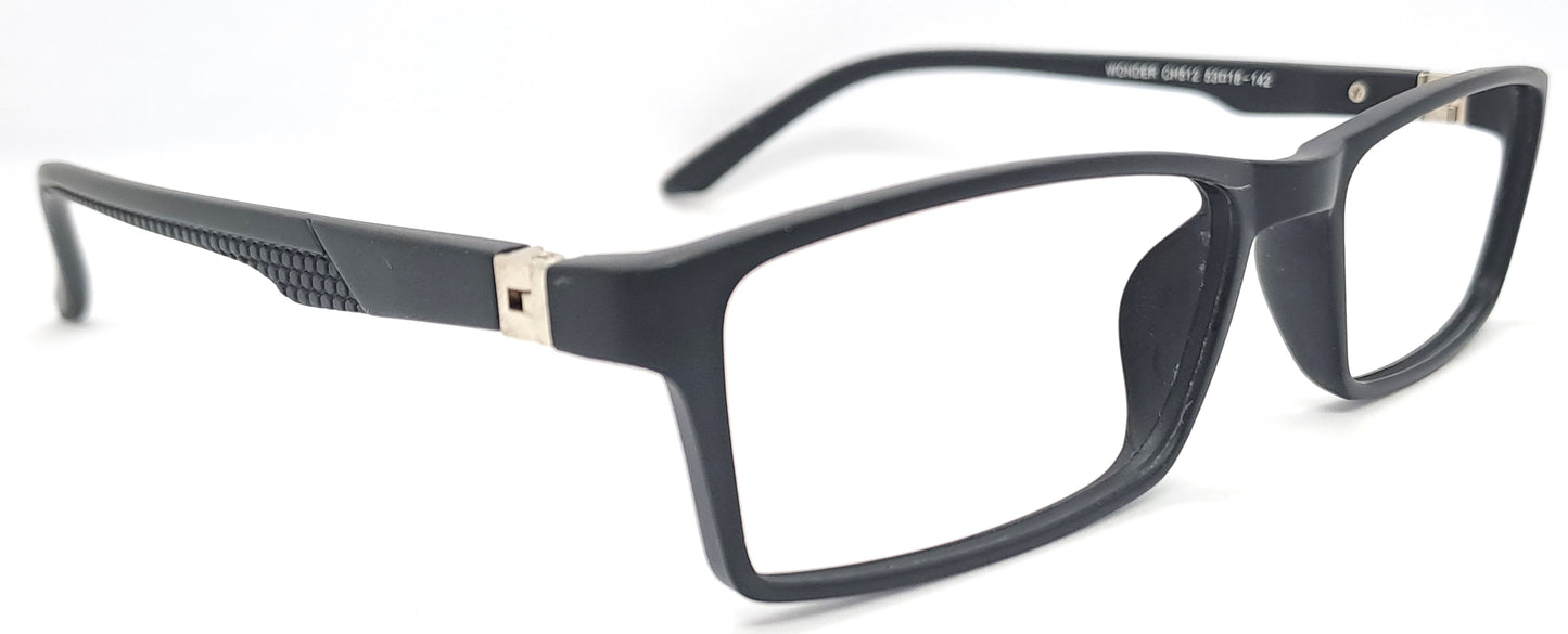 VE Met Black Rectangle Frame for Men & Women