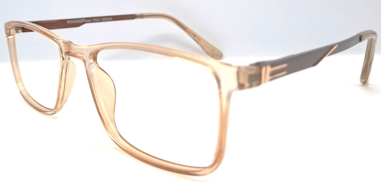 VE Yellow Transparent Rectangle Frame for Men & Women