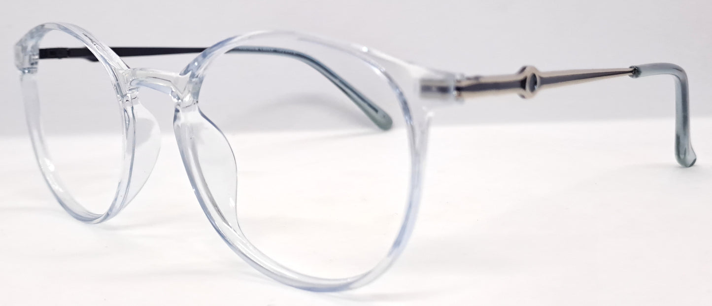 VE Transparent Blue Round Frame for Men & Women