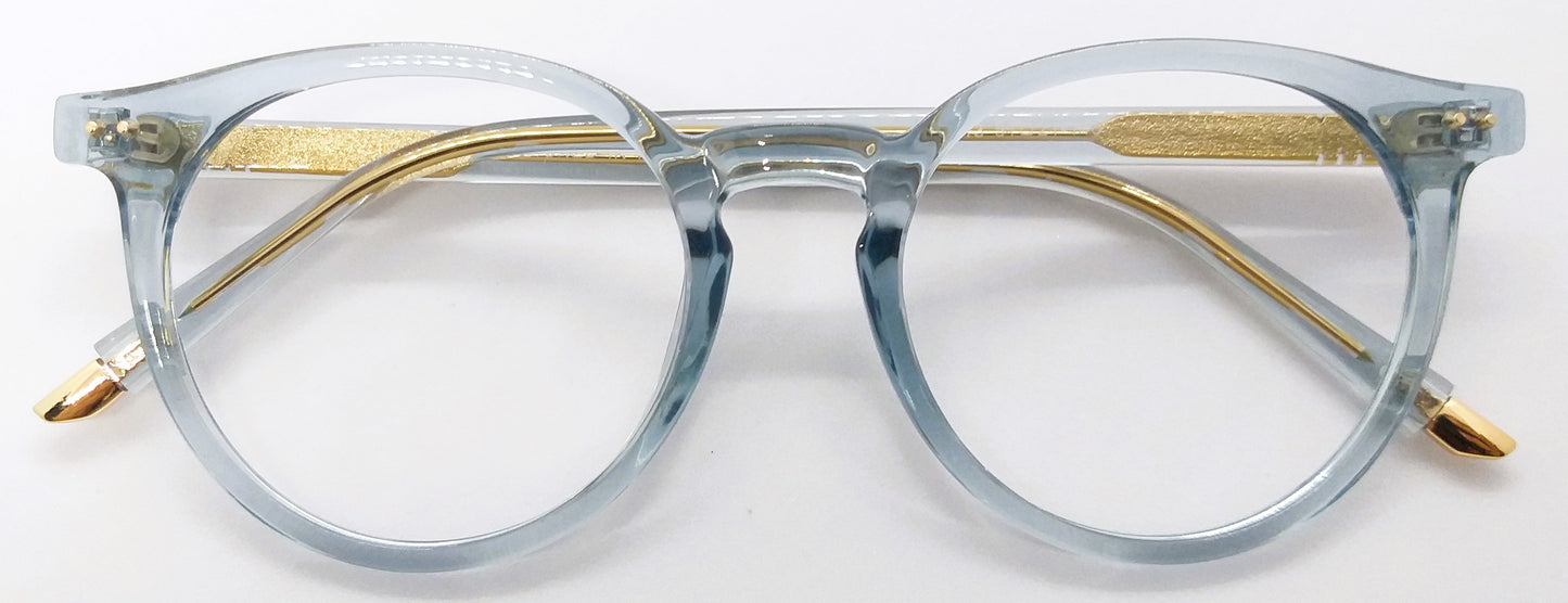 VE Target Transparent Blue Round Frame for Men & Women