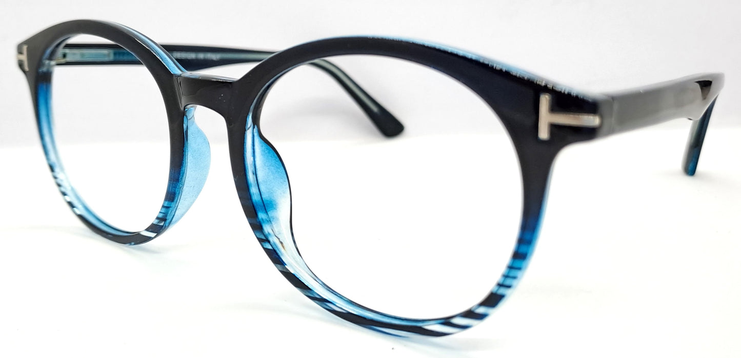 VE Texture Blue Round Frame for Men & Women