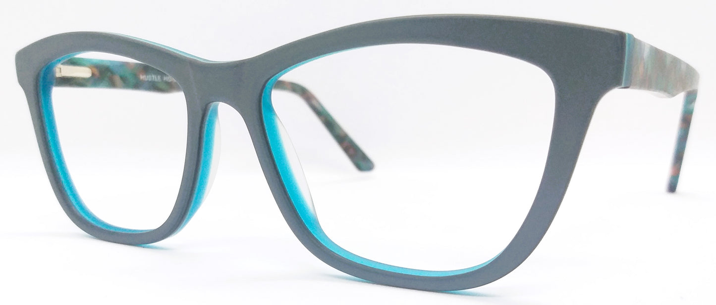 VE Met Blue Square Hustle Frame for Men & Women
