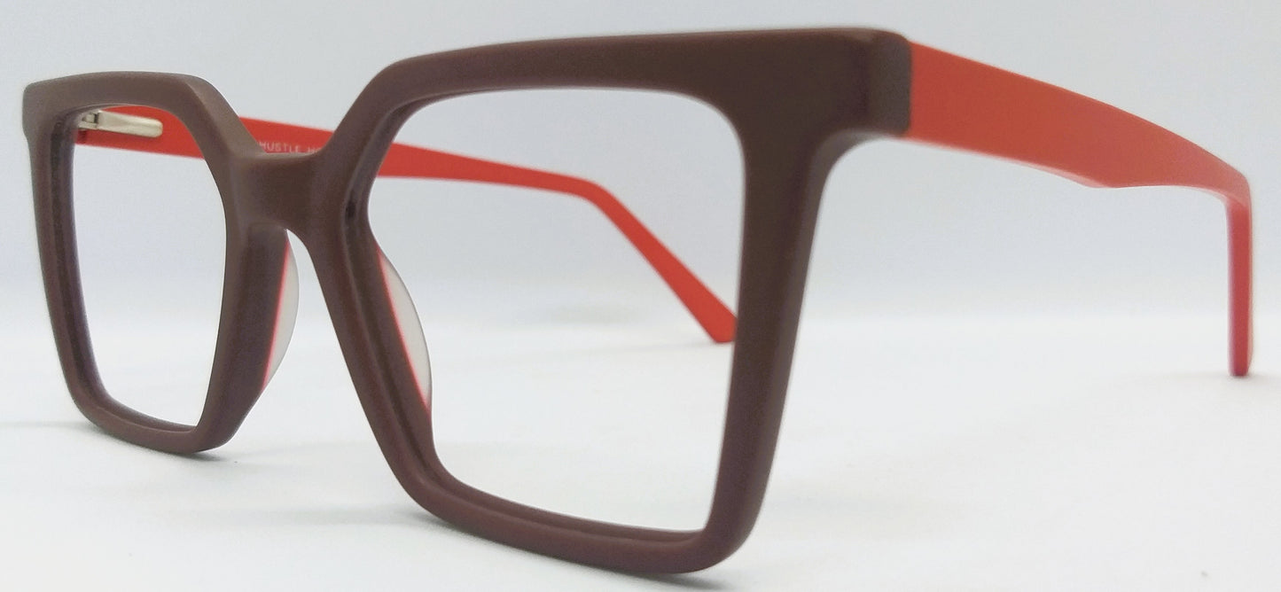 VE Brown Square Hustle Frame for Men & Women