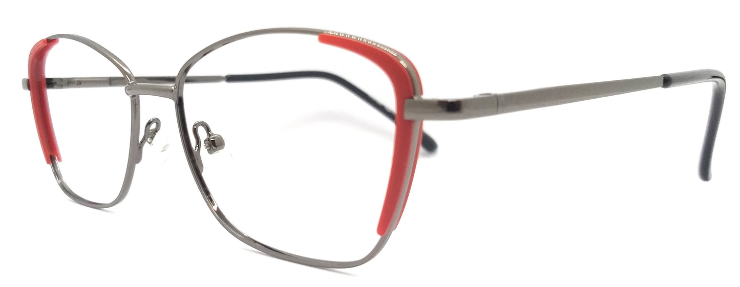 VE Gunmetal & Red Cat Eye Metal Frame for Men & Women