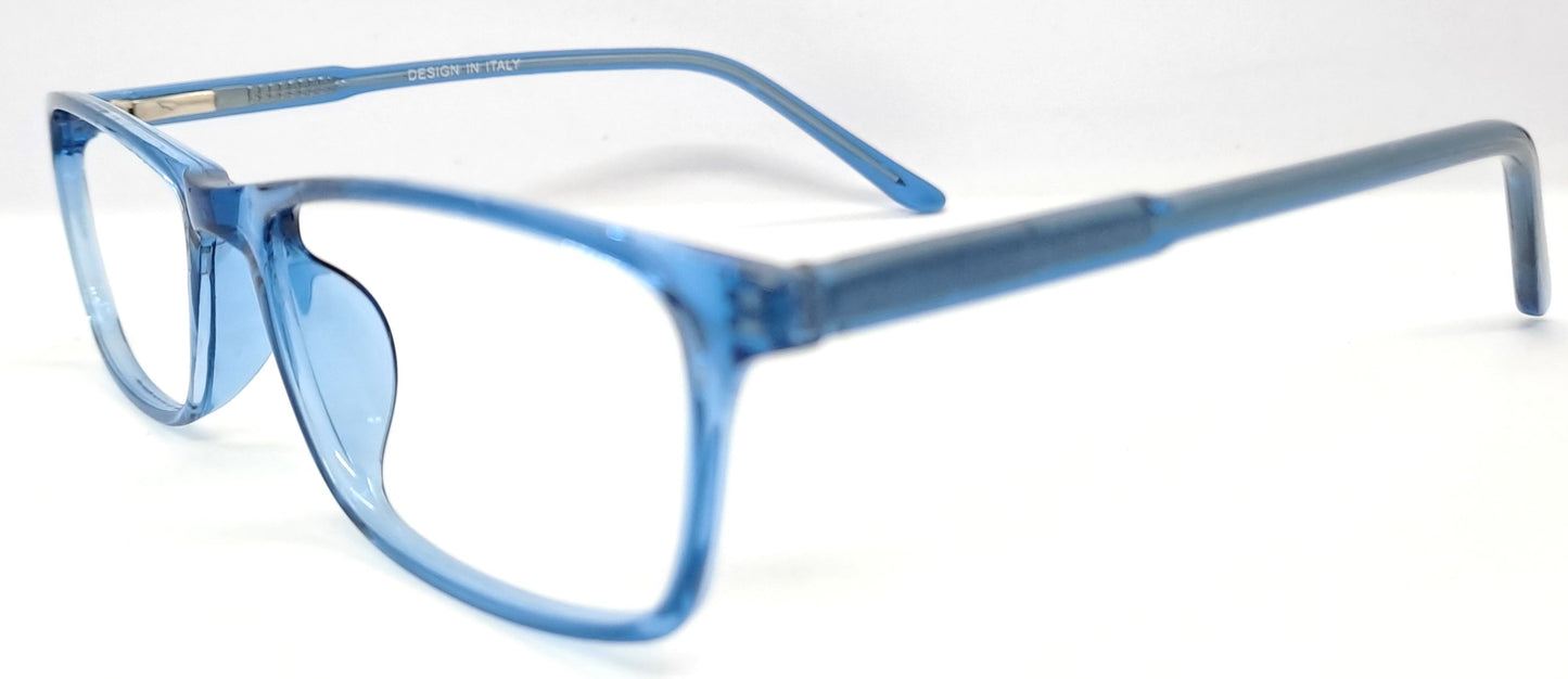 VE Transparent Blue Rectangle Frame for Men & Women
